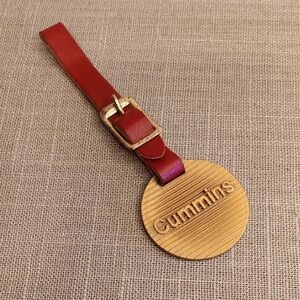 Cummins Brass Watch Fob with Red Strap